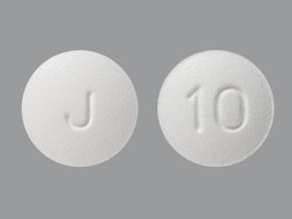 This is a Tablet imprinted with J on the front, 10 on the back.