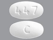 Irbesartan: This is a Tablet imprinted with 447 on the front, C on the back.