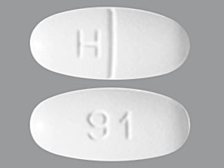 This is a Tablet imprinted with H on the front, 91 on the back.