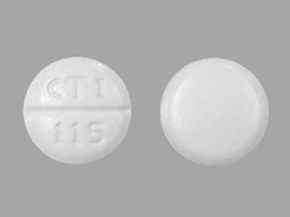 Esto es un Tableta imprimido con CTI  115 en la parte delantera, nada en la parte posterior, y es fabricado por None.