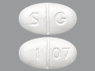 This is a Tablet imprinted with S G on the front, 1 07 on the back.