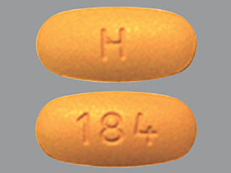 This is a Tablet imprinted with H on the front, 184 on the back.