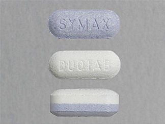This is a Tablet Er Multiphase imprinted with SYMAX on the front, DUOTAB on the back.