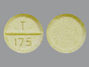 Methylphenidate Hcl: Esto es un Tableta imprimido con T  175 en la parte delantera, nada en la parte posterior, y es fabricado por None.