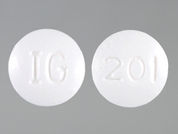 Fosinopril Sodium: This is a Tablet imprinted with IG on the front, 201 on the back.