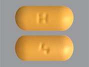 Efavirenz: Esto es un Tableta amarillo oblongo imprimido con H en la parte delantera, 4 en la parte posterior, y es fabricado por CAMBER PHARMACE.