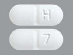 Esto es un Tableta blanquecine oblongo imprimido con H en la parte delantera, 7 en la parte posterior, y es fabricado por CAMBER PHARMACE.
