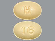Simvastatin: Esto es un Tableta amarillo oval imprimido con H en la parte delantera, 16 en la parte posterior, y es fabricado por CAMBER PHARMACE.