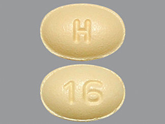 This is a Tablet imprinted with H on the front, 16 on the back.