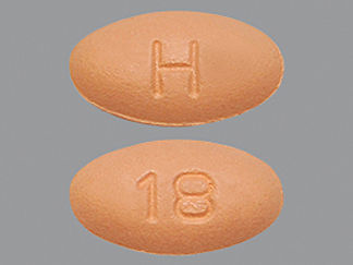 This is a Tablet imprinted with H on the front, 18 on the back.