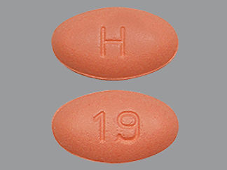 This is a Tablet imprinted with H on the front, 19 on the back.