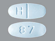 Levetiracetam: Esto es un Tableta azul oval imprimido con H en la parte delantera, 87 en la parte posterior, y es fabricado por XLCARE PHARMACE.