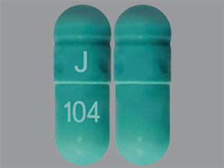 This is a Capsule Er 24 Hr imprinted with J on the front, 104 on the back.