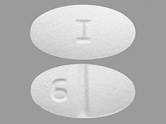 This is a Tablet imprinted with I on the front, 6 on the back.