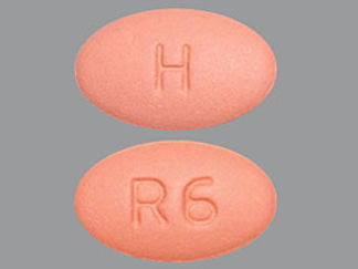 This is a Tablet imprinted with H on the front, R6 on the back.