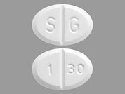 Pramipexole Di-Hcl: This is a Tablet imprinted with S G on the front, 1 30 on the back.