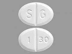 This is a white oval Tablet imprinted with S G on the front, 1 30 on the back, and is manufactured by SCIEGEN PHARMAC.