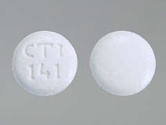 This is a white round Tablet imprinted with CTI  141 on the front, nothing on the back, and is manufactured by CARLSBAD TECH.