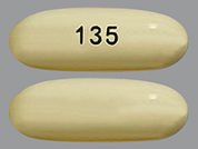 Nimodipine: This is a Capsule imprinted with 135 on the front, nothing on the back.