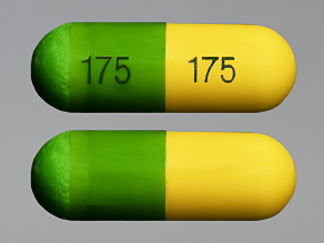 This is a Capsule imprinted with 175 on the front, 175 on the back.