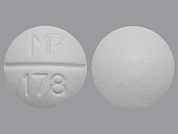 Pindolol: This is a Tablet imprinted with MP 178 on the front, nothing on the back.