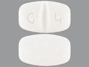 Allergy: Esto es un Tableta imprimido con G 4 en la parte delantera, nada en la parte posterior, y es fabricado por None.