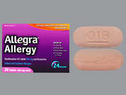 Allegra Allergy: This is a peach oval Tablet imprinted with 018 on the front, e on the back, and is manufactured by CHATTEM CONS PR.