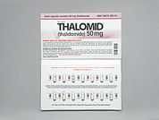Thalomid: Esto es un Cápsula imprimido con logo en la parte delantera, CELGENE  50 mg en la parte posterior, y es fabricado por None.