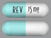 Revlimid: This is a Capsule imprinted with REV on the front, 15 mg on the back.
