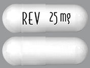 Revlimid: Esto es un Cápsula imprimido con REV en la parte delantera, 25 mg en la parte posterior, y es fabricado por None.