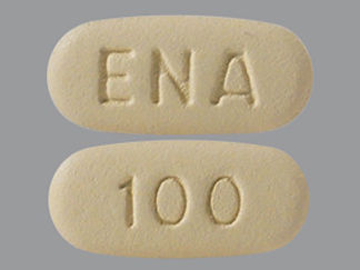 This is a Tablet imprinted with ENA on the front, 100 on the back.