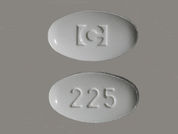 Armodafinil: This is a Tablet imprinted with logo on the front, 225 on the back.