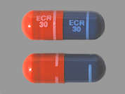 Amrix: Esto es un Cápsula LP 24 Hr naranja oblongo imprimido con logo and Cephalon en la parte delantera, 30 mg en la parte posterior, y es fabricado por TEVA USA.