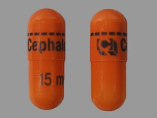 This is a Capsule Er 24 Hr imprinted with logo and Cephalon on the front, 15 mg on the back.