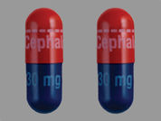 Amrix: This is a Capsule Er 24 Hr imprinted with logo and Cephalon on the front, 30 mg on the back.