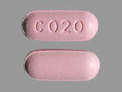Covaryx H.S.: This is a light pink oblong Tablet imprinted with C020 on the front, nothing on the back, and is manufactured by CENTRIX PHARMAC.