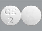 Calcium Acetate: This is a Tablet imprinted with CE  2 on the front, nothing on the back.