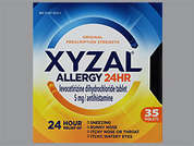 Xyzal: This is a white oval Tablet imprinted with X X on the front, nothing on the back, and is manufactured by CHATTEM CONS PR.