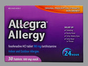 Allegra Allergy: This is a Tablet imprinted with e on the front, 018 on the back.