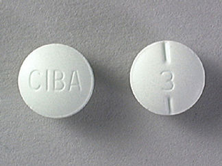 This is a Tablet imprinted with CIBA on the front, 3 on the back.