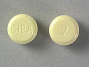 Ritalin: This is a Tablet imprinted with CIBA on the front, 7 on the back.