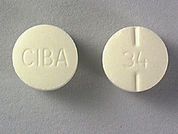 Ritalin: This is a Tablet imprinted with CIBA on the front, 34 on the back.