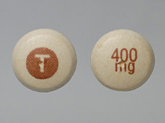This is a Tablet Er 12 Hr imprinted with T on the front, 400  mg on the back.