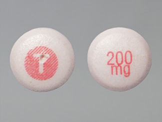 Esto es un Tableta Er 12 Hr imprimido con T en la parte delantera, 200  mg en la parte posterior, y es fabricado por None.