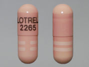 Lotrel: This is a Capsule imprinted with LOTREL  2265 on the front, nothing on the back.