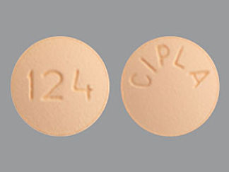This is a Tablet imprinted with 124 on the front, CIPLA on the back.