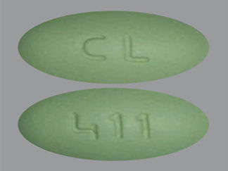 This is a Tablet imprinted with CL on the front, 411 on the back.