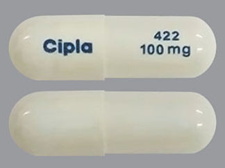This is a Capsule imprinted with Cipla on the front, 422  100 mg on the back.