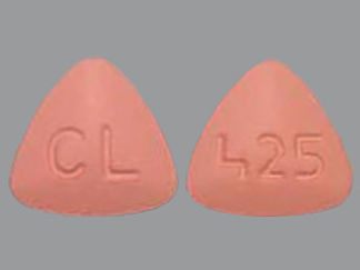 This is a Tablet imprinted with CL on the front, 425 on the back.