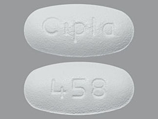 This is a Tablet imprinted with Cipla on the front, 458 on the back.